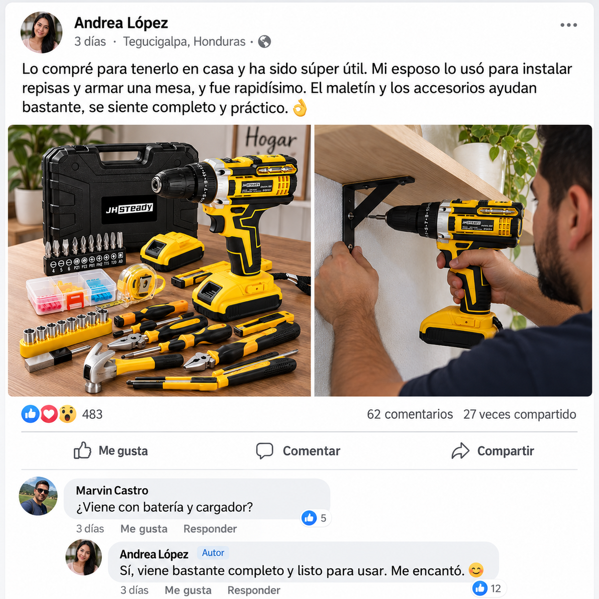 Kit Taladro Inalámbrico 3 en 1 — 21V · 2 Baterías