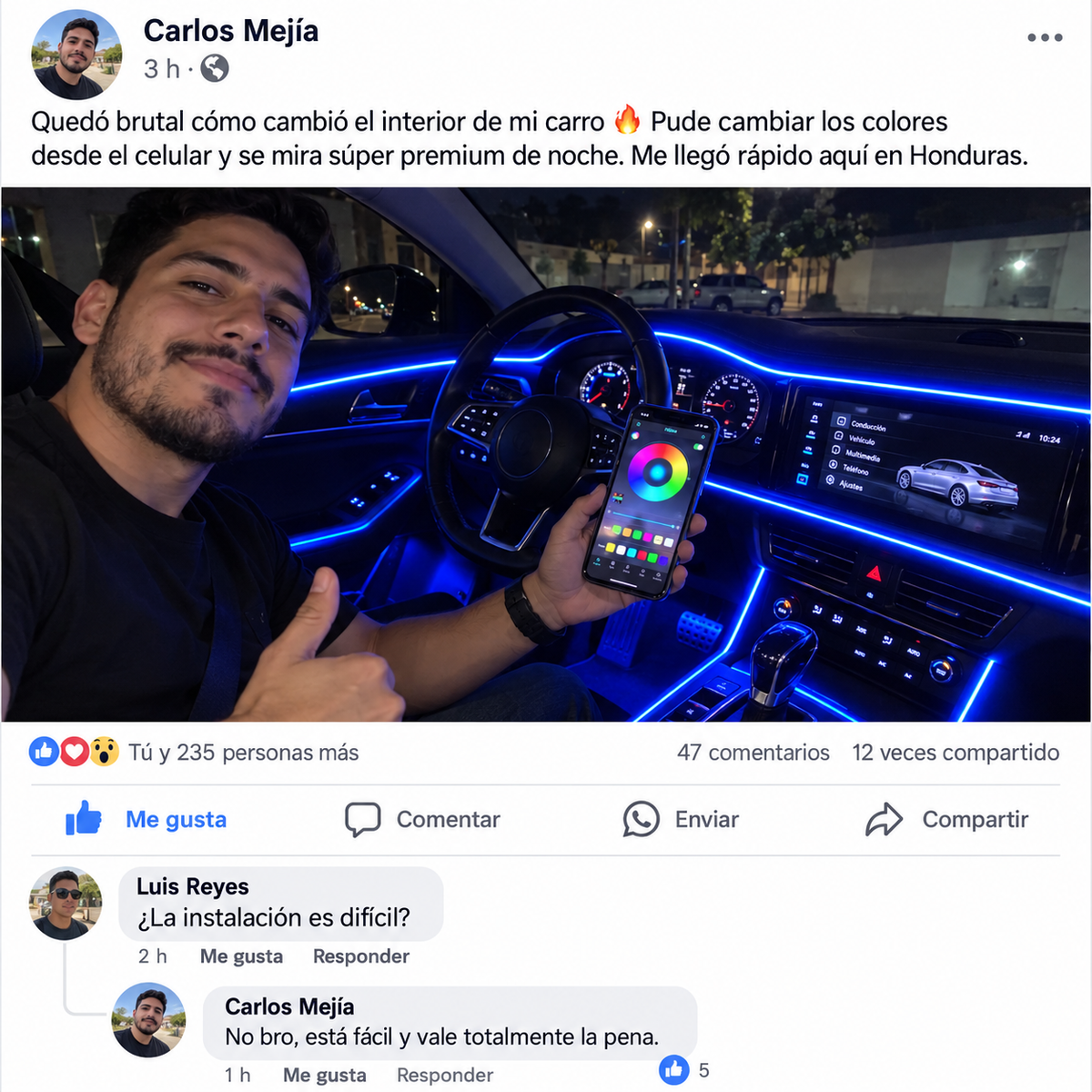 GlowRide™ — Luces LED RGB Interior para Auto