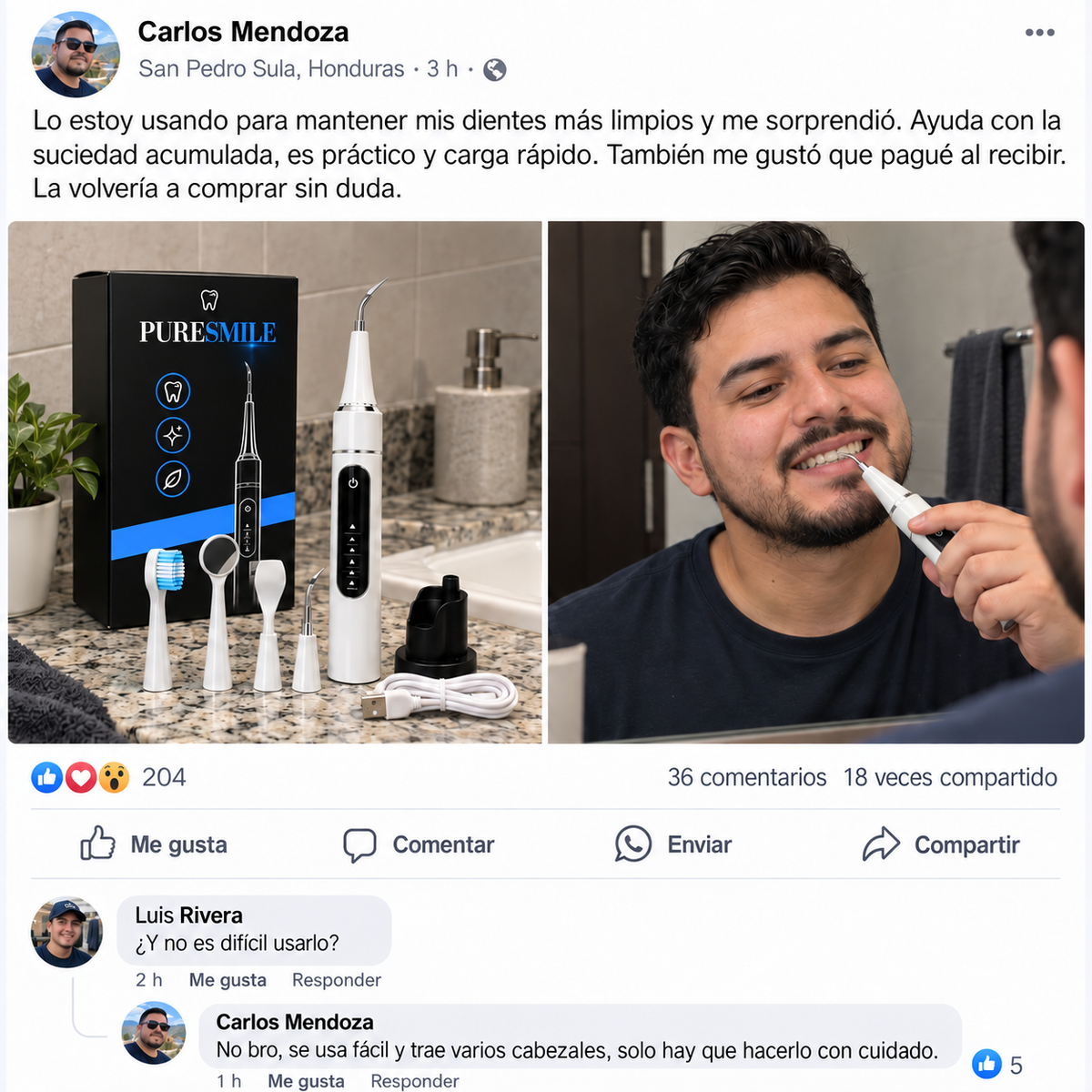 OralClean Pro™ | Cepillo Dental Eléctrico + Removedor de Sarro | 31,000 Vibraciones