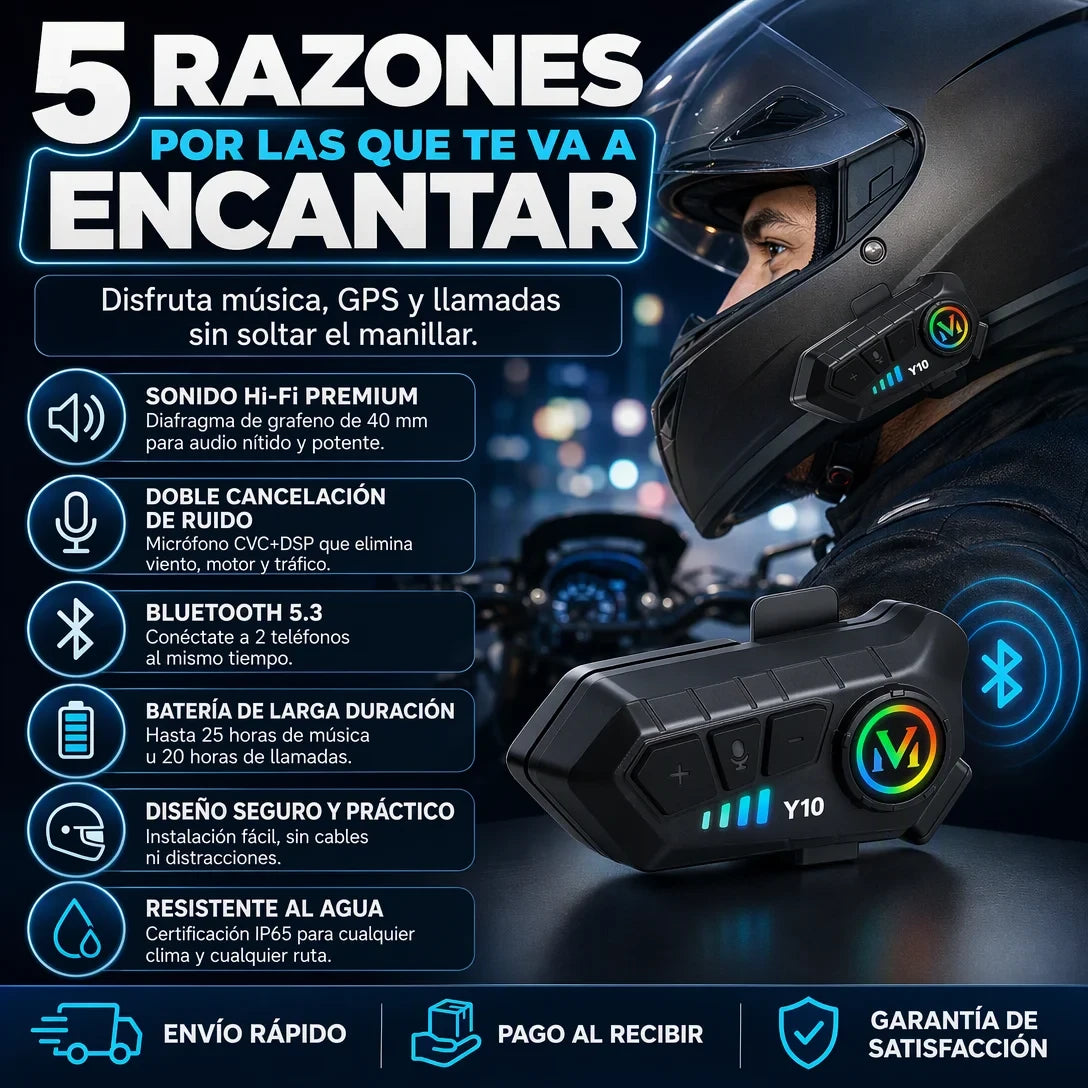 INTERCOMUNICADOR BLUETOOTH Y10 COMPATIBILIDAD DOS EN UNO
