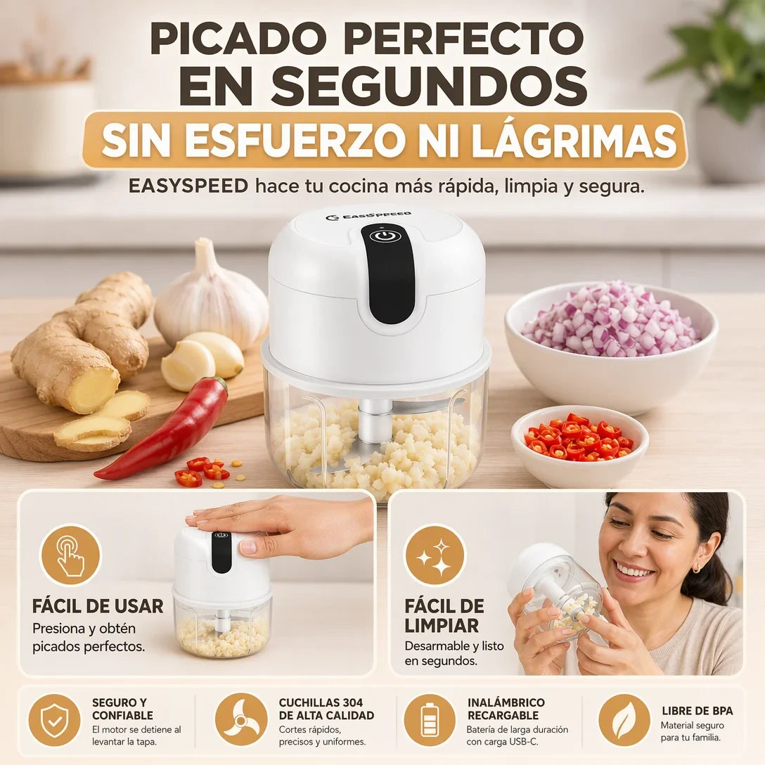 Mini Picador Eléctrico Inalámbrico Recargable | AMAZON GARANTIA Y CERTIFICADO | ChopMaster Go