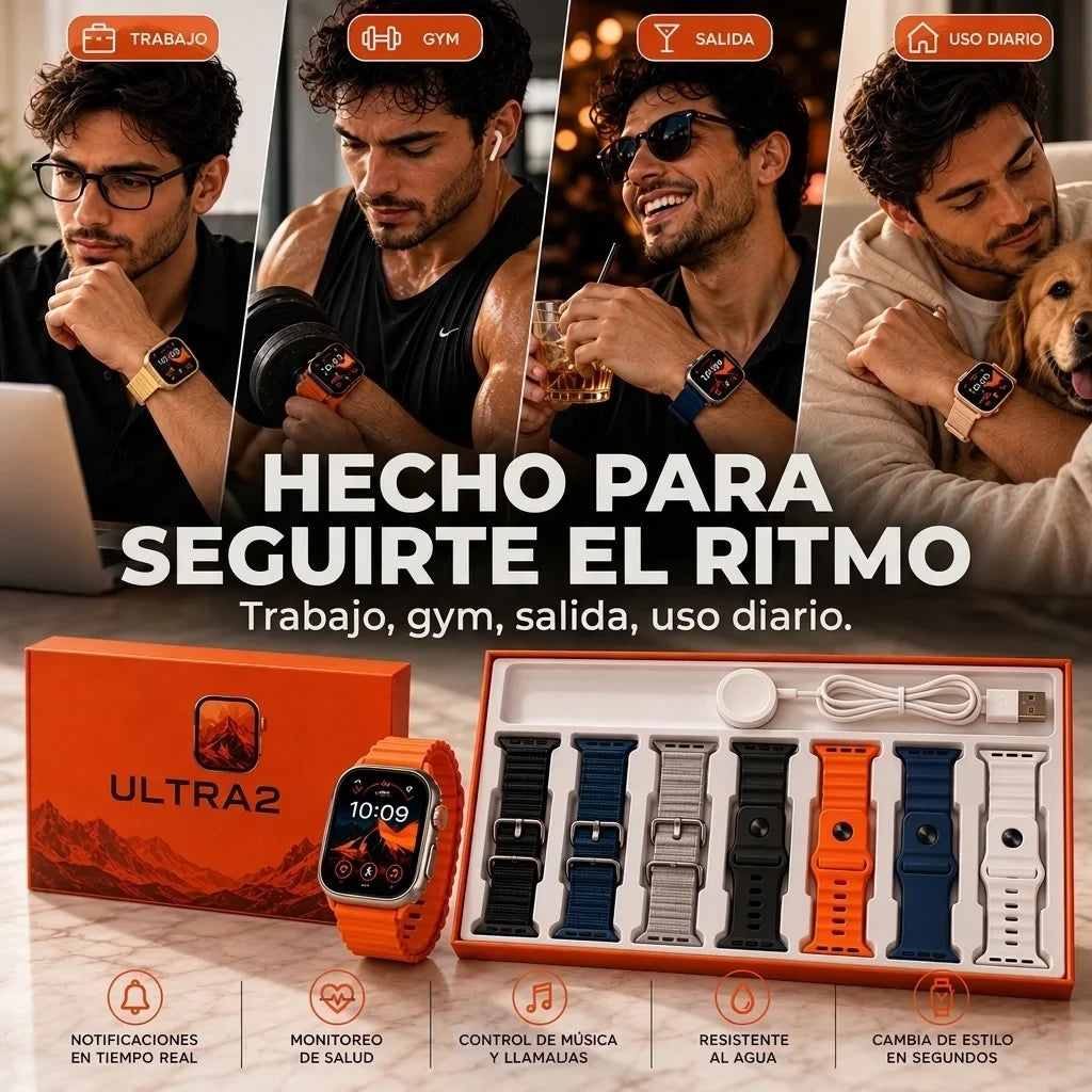 Smartwatch Pro Ultra 2 Nueva Generación 2027 | Llamadas + 7 Correas + Pago al Recibir + Garantía