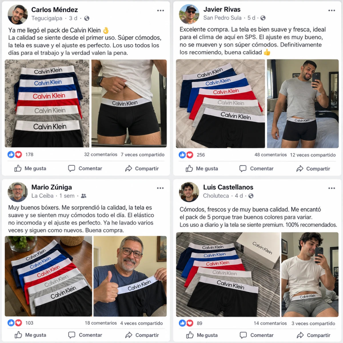 Pack 5 Bóxers Premium CALVIN KLEIN| Cintura Ancha Elástica · 5 Colores + Pago al Recibir