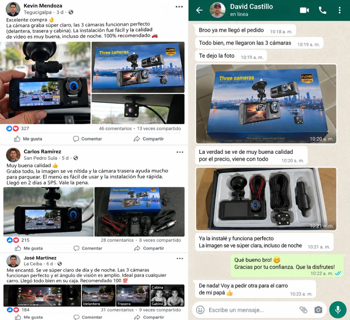 TripleView 4K | Dash Cam 3 Cámaras con GPS, WiFi y Memoria 64GB + Pago al Recibir + Garantía