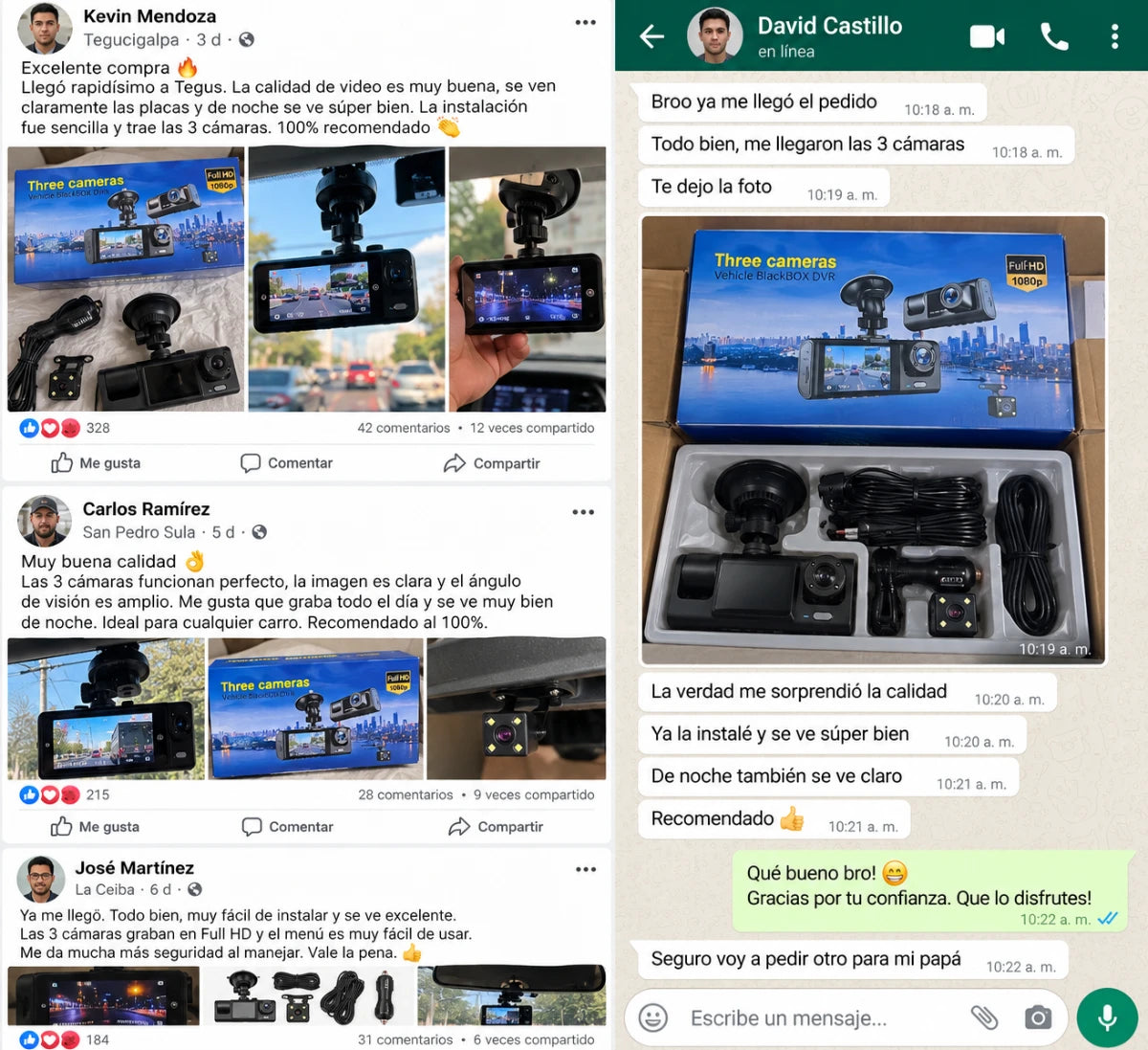 TripleView 4K | Dash Cam 3 Cámaras con GPS, WiFi y Memoria 64GB + Pago al Recibir + Garantía