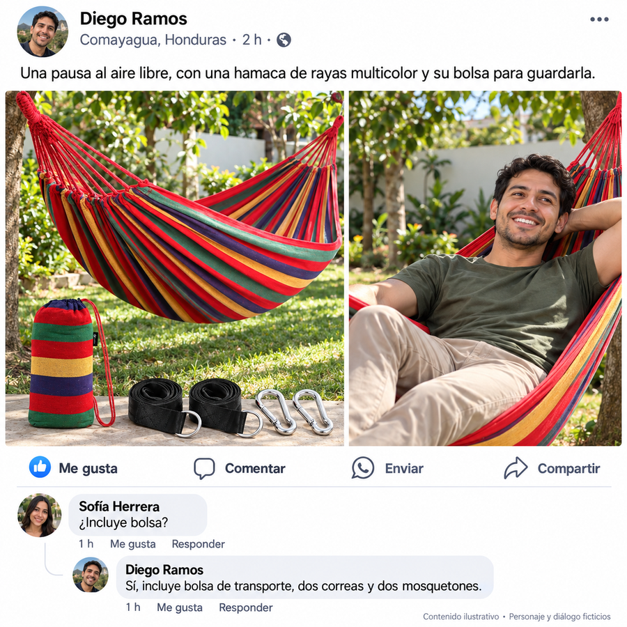 Hamaca Doble Anti-Volteo con Barra de Madera - reseña de cliente 2