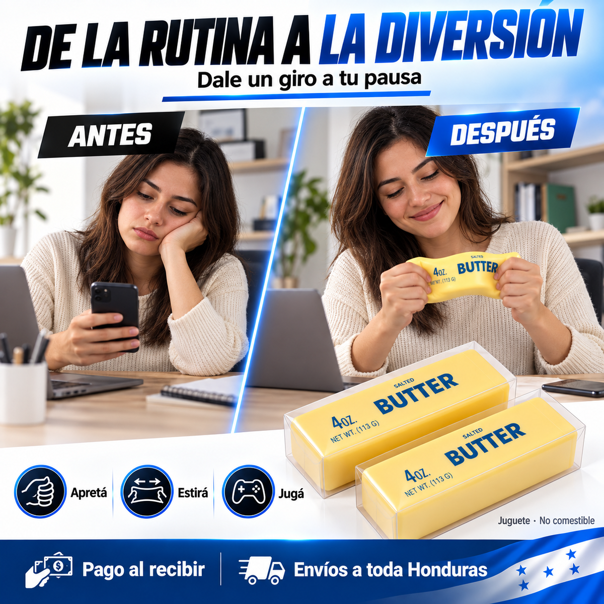 Juguete sensorial para apretar con mantequilla de levantamiento lento, juguete sensorial para aliviar el estrés, juguetes suaves y elásticos, para aliviar la ansiedad