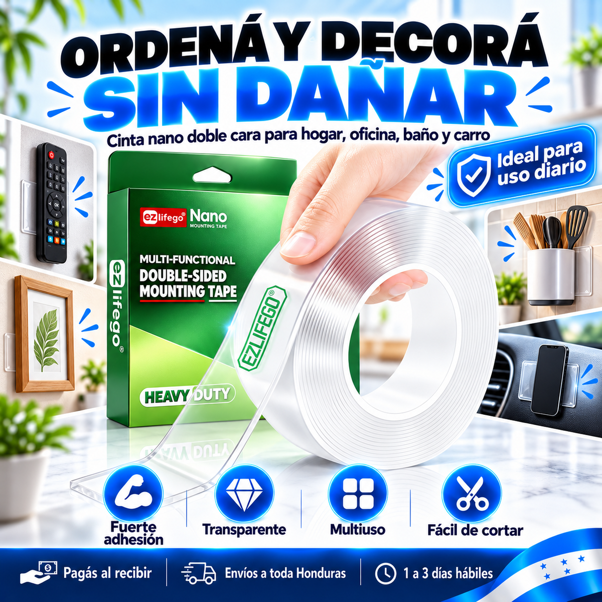 MegaHold Pro – Cinta Doble Cara Transparente