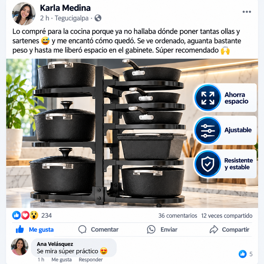 Organizador ajustable de ollas y sartenes de servicio - reseña de cliente 1