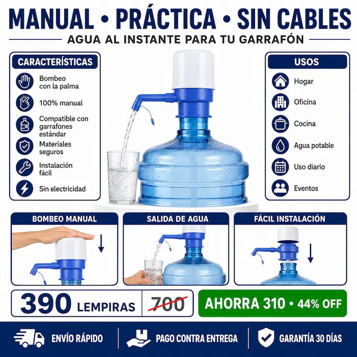 Bomba Manual de Agua para Garrafones — Sin Electricidad, Sin Levantar el Bidón - imagen 3