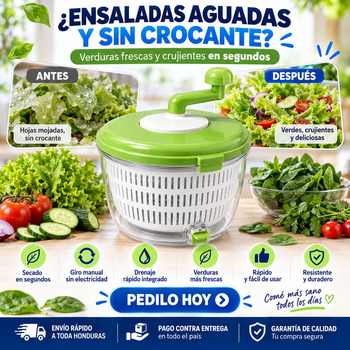 FreshSpin Pro™ – Secador de Verduras Inteligente
