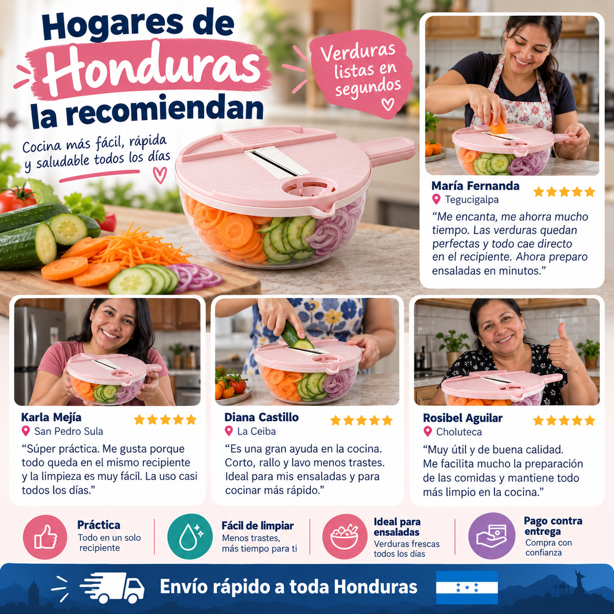 Cortador multifuncional con recipiente