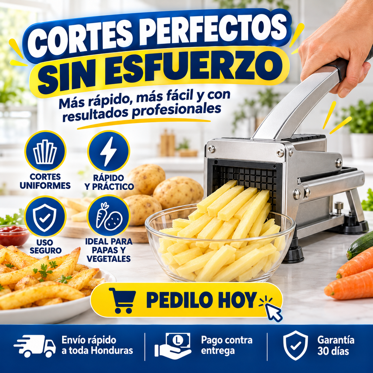 FryCut Pro – Cortador Profesional de Papas en Acero Inoxidable