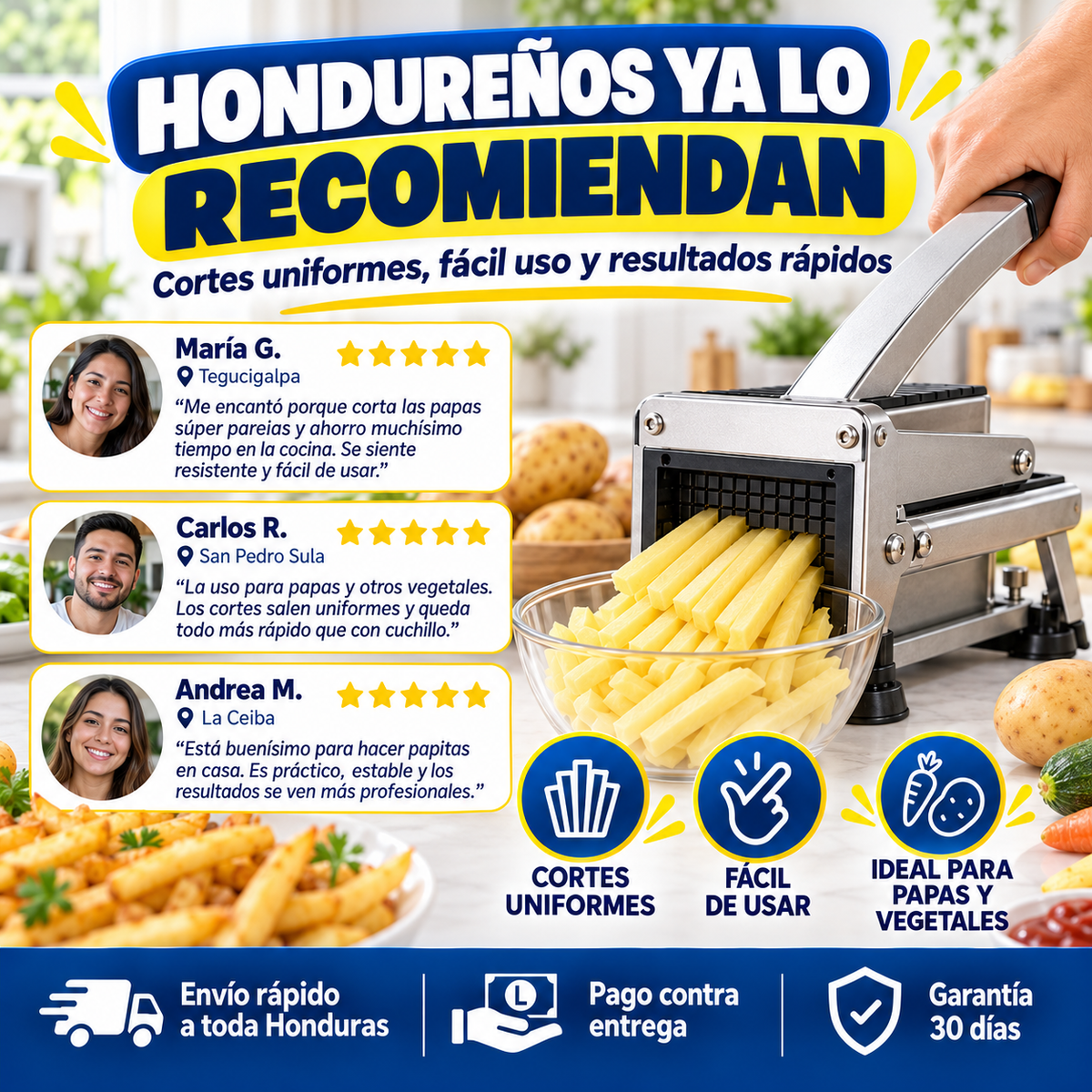 FryCut Pro – Cortador Profesional de Papas en Acero Inoxidable