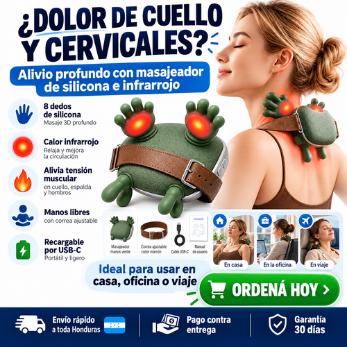 Masajeador de Cuello con Luz Roja — ¡Adiós al Dolor de Cuello con Manos Libres!