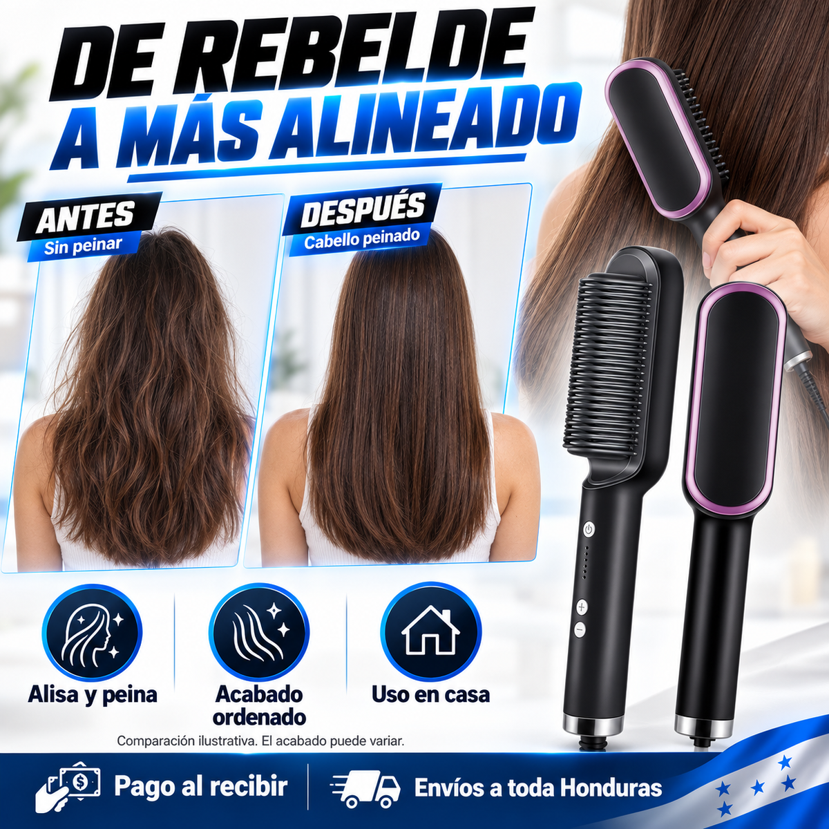 Cepillo Alisador Premium Amazon Importado de Alta Temperatura con garantía 12 Meses