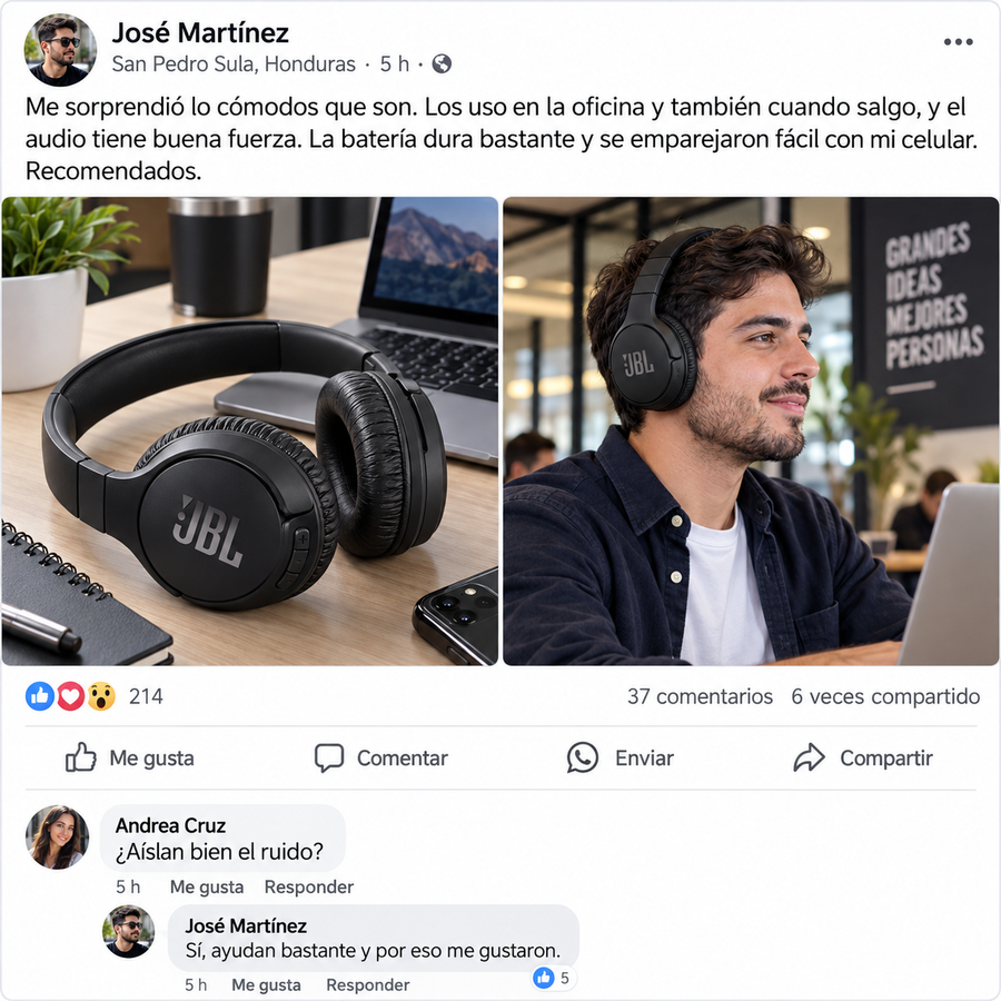 JBL Tune 720BT – Audífonos Inalámbricos con Sonido JBL Pure Bass - reseña de cliente 1