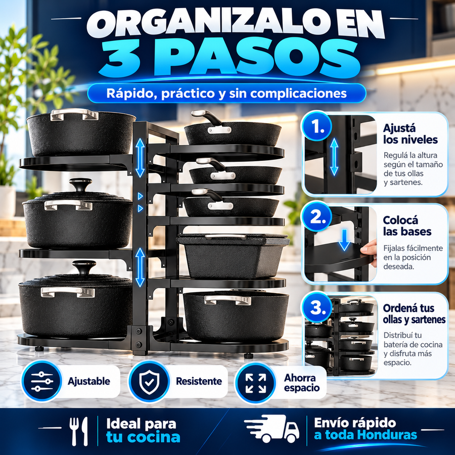 Organizador ajustable de ollas y sartenes de servicio - imagen 3