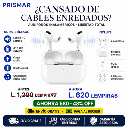 Audífonos Inalámbricos Pro Blancos | Conexión Instantánea | iPhone y Android