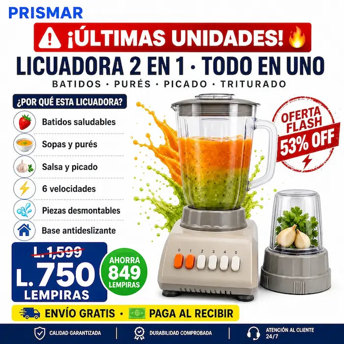 🍹 Licuadora 2 en 1 — ¡Batí, Picá y Cociná como Nunca Antes! - imagen 2