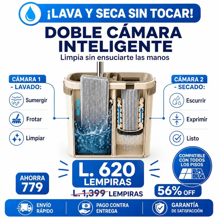 Scratch Cleaning Mop — trapeador plano con balde de doble cámara - imagen 3