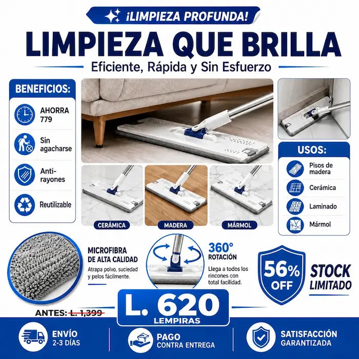 Scratch Cleaning Mop — trapeador plano con balde de doble cámara - imagen 2