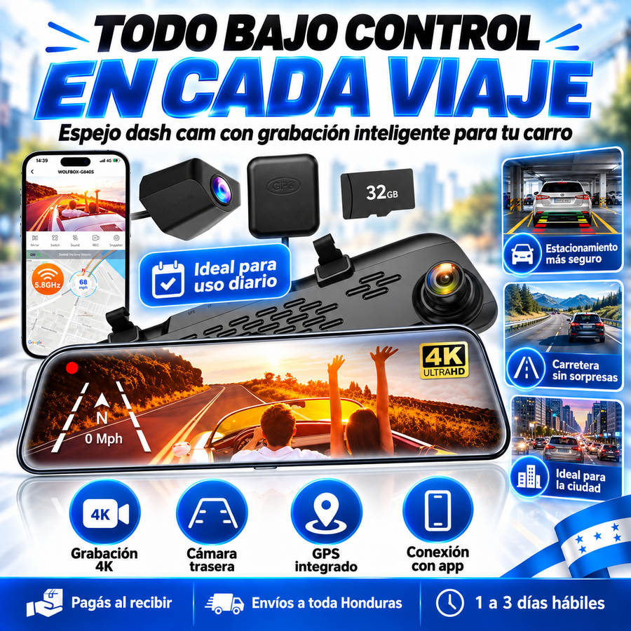 DriveSafe Vision™ – Espejo Retrovisor Inteligente con Cámara - imagen 2