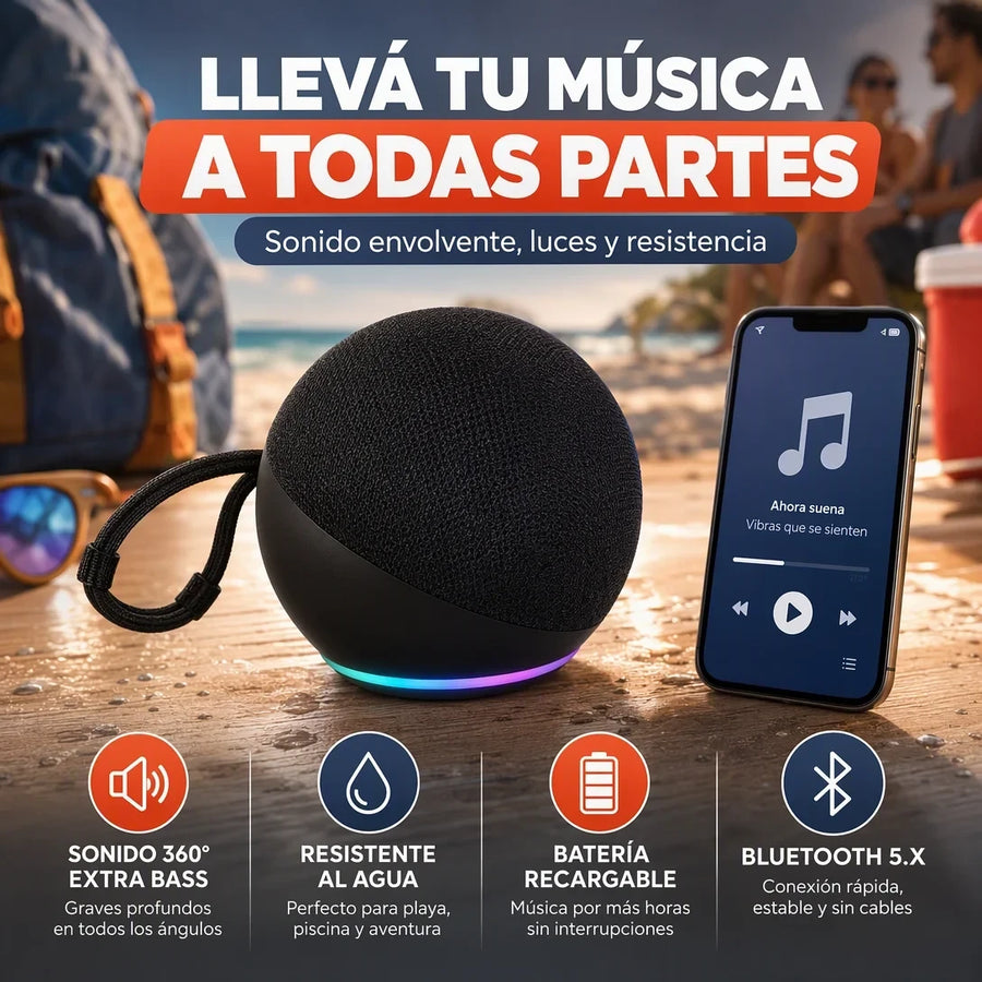 Alaxe SmartBeat™ | Bocina Bluetooth con Luz LED + Pago al Recibir + Garantía - imagen 3