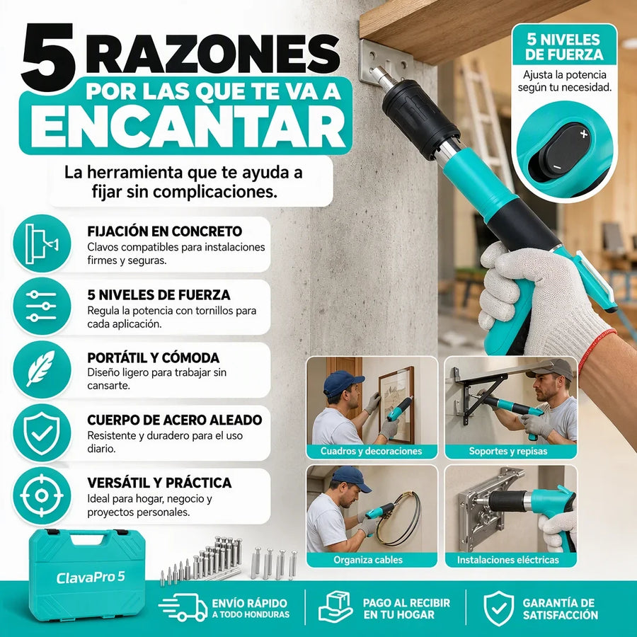 Pistola de Clavos Manual para Concreto — ¡Clavá en la Pared sin Taladro! - imagen 3