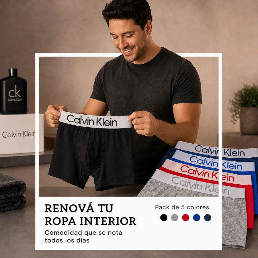 Pack 5 Bóxers Premium CALVIN KLEIN| Cintura Ancha Elástica · 5 Colores + Pago al Recibir - imagen 3