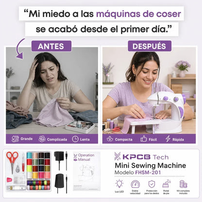 CoseFácil Mini | Máquina de Coser Portátil con Pedal y 2 Velocidades + Pago al Recibir + Garantía