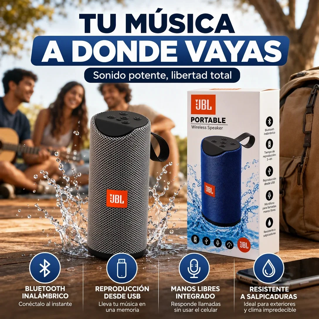 Portable Sound Pro™ – Parlante Bluetooth Portátil JBL Style | Bocina Bluetooth Portátil Resistente a Salpicaduras + Pago al Recibir + Garantía