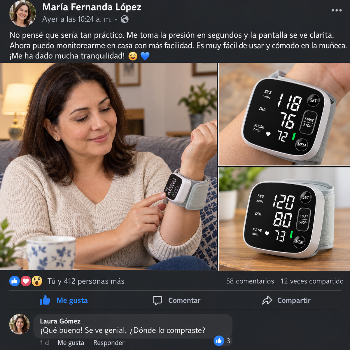 NUEVO Monitor Digital 2026 de Presión Arterial de Muñeca – Pantalla LED, Memoria Doble y Voz Guía + seguro de Garantía
