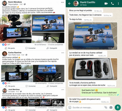 TripleView 4K | Dash Cam 3 Cámaras con GPS, WiFi y Memoria 64GB + Pago al Recibir + Garantía