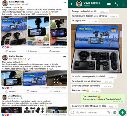 TripleView 4K | Dash Cam 3 Cámaras con GPS, WiFi y Memoria 64GB + Pago al Recibir + Garantía